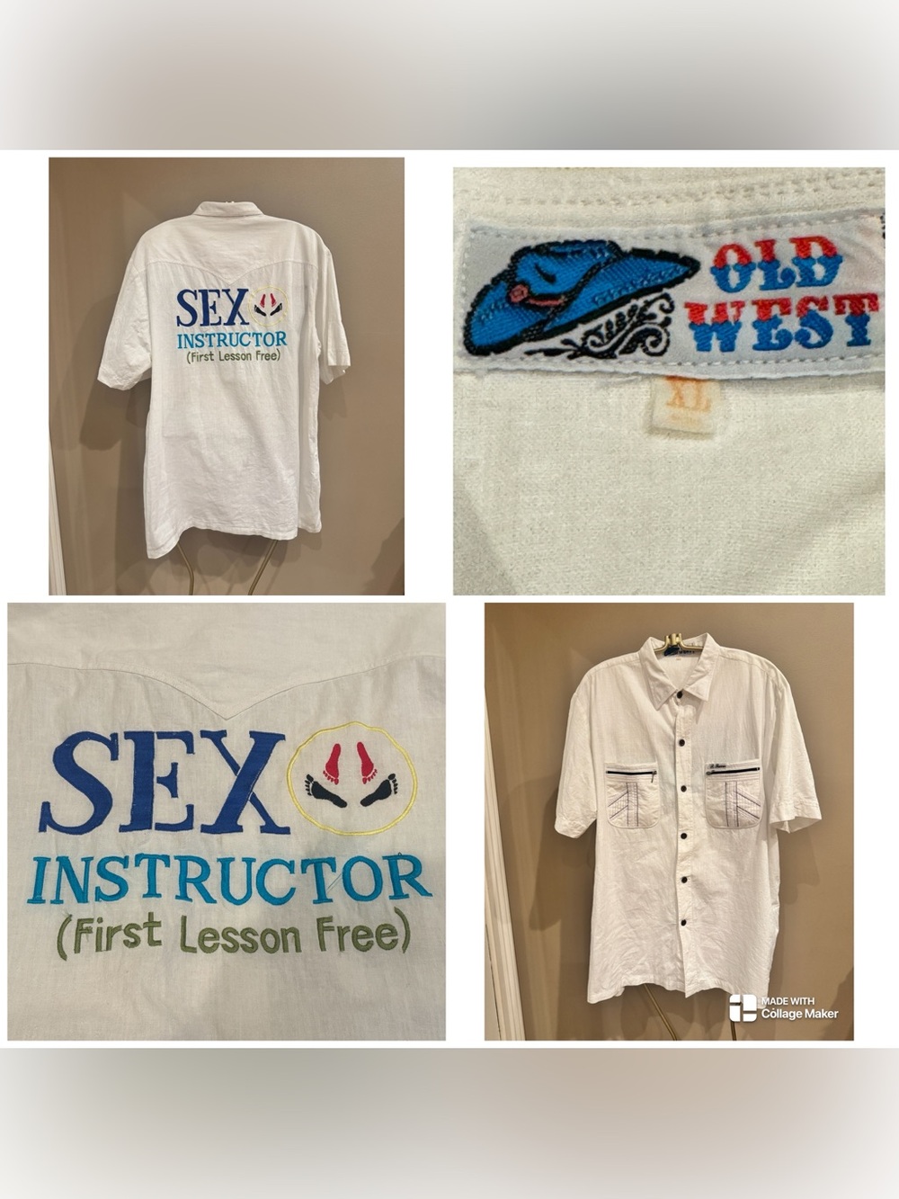 Vintage 80s  Old West novelty short-sleeve button-down shirt